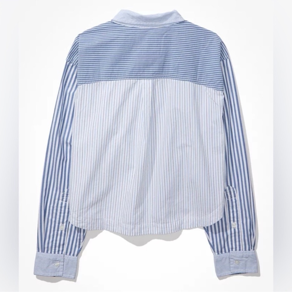 American Eagle Patchwork Stripe Button-Up Shirt B… - image 3